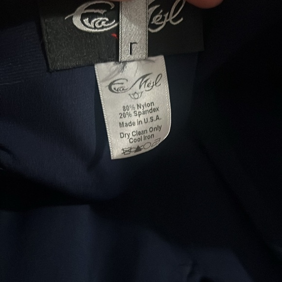 Eva Mejl navy blue velvet gown dress size L - Picture 8 of 9